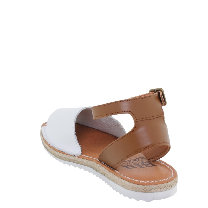 15201BLU - Sandalia Menorquina Plana Mujer Blanco