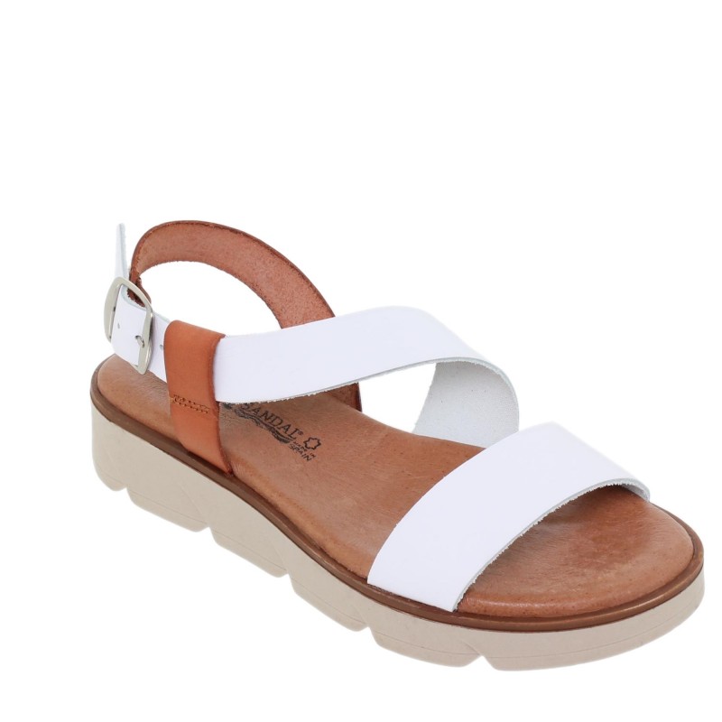 2570166BLU – Sandalia Plana Mujer Blanco