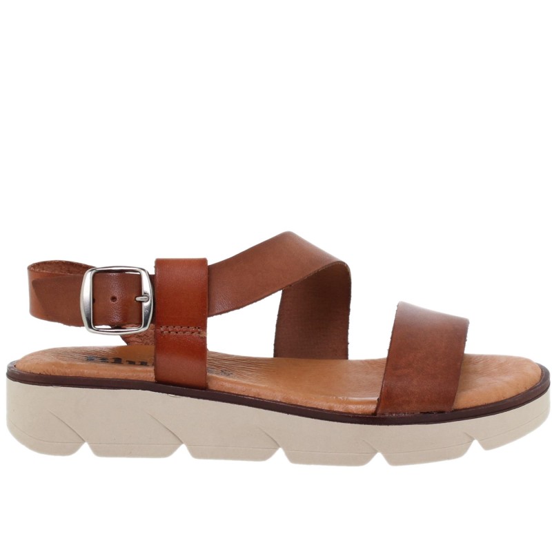 2570166BLU – Sandalia Plana Mujer Cuero
