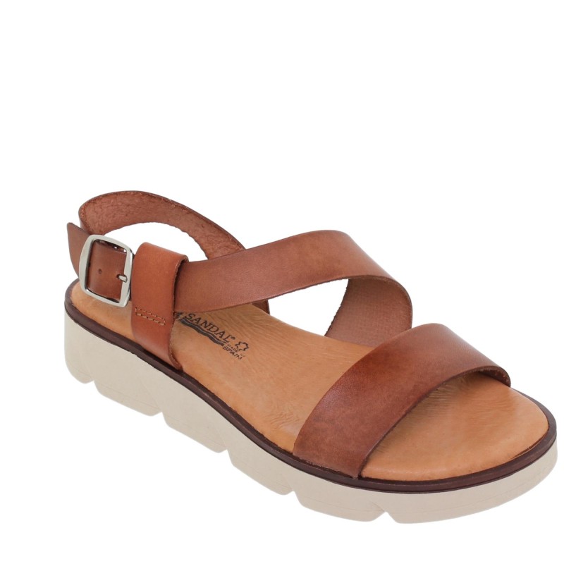 2570166BLU – Sandalia Plana Mujer Cuero