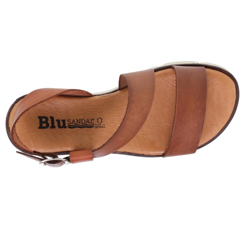 2570166BLU – Sandalia Plana Mujer Cuero