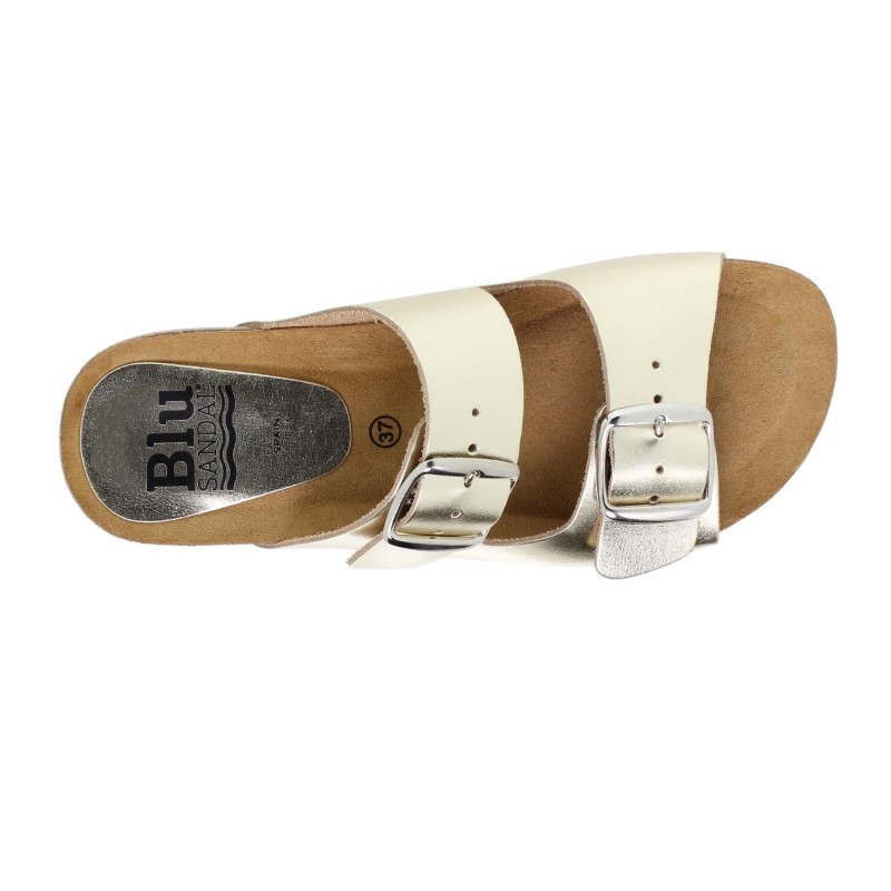 7370896MET – Sandalia Plana Bio Mujer Platino