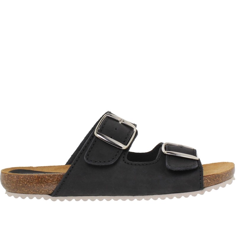 5940896BLU - Sandalia Plana Bio Mujer Negro