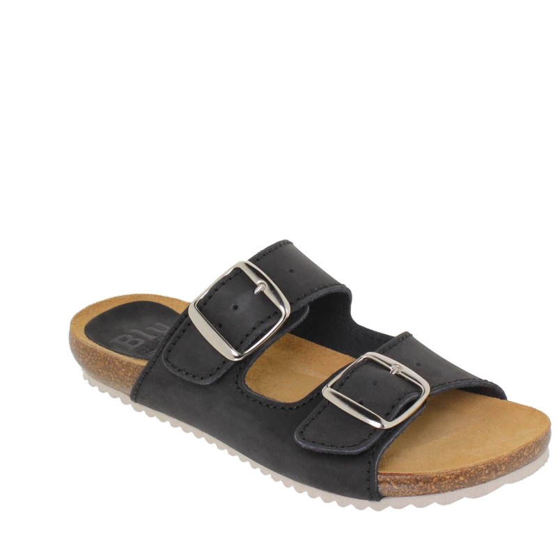 5940896BLU - Sandalia Plana Bio Mujer Negro