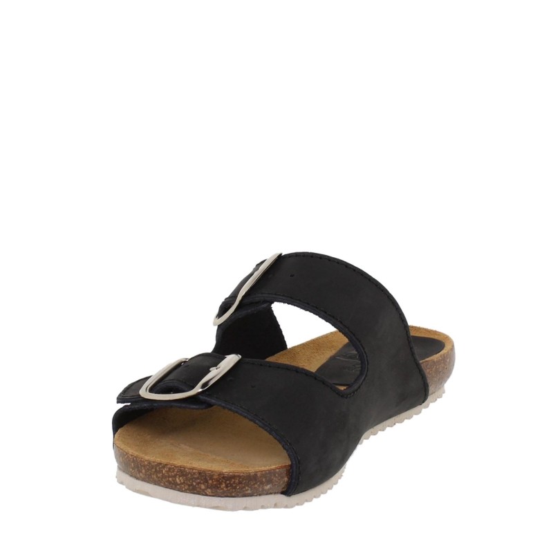 5940896BLU - Sandalia Plana Bio Mujer Negro