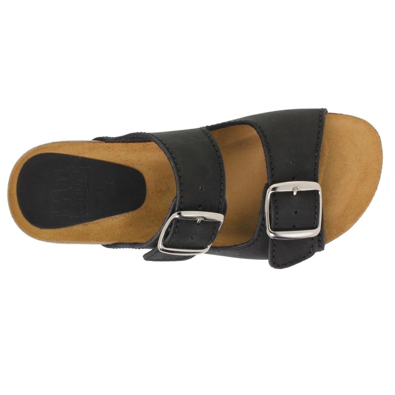 5940896BLU - Sandalia Plana Bio Mujer Negro