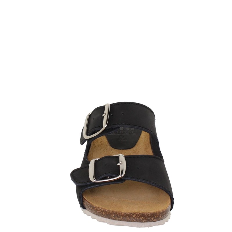 5940896BLU - Sandalia Plana Bio Mujer Negro