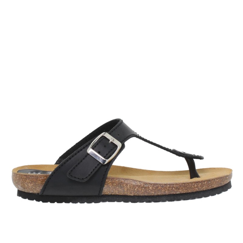 1070502BLU - Sandalia Plana Bio Mujer Negro