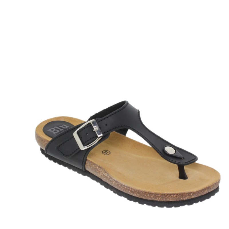 1070502BLU - Sandalia Plana Bio Mujer Negro