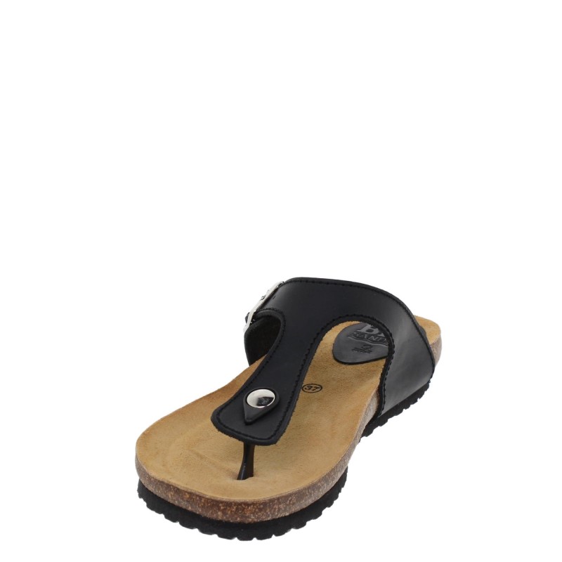 1070502BLU - Sandalia Plana Bio Mujer Negro