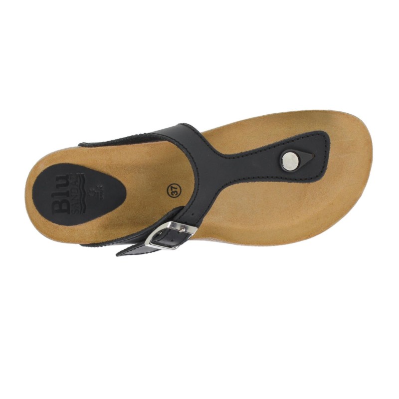 1070502BLU - Sandalia Plana Bio Mujer Negro