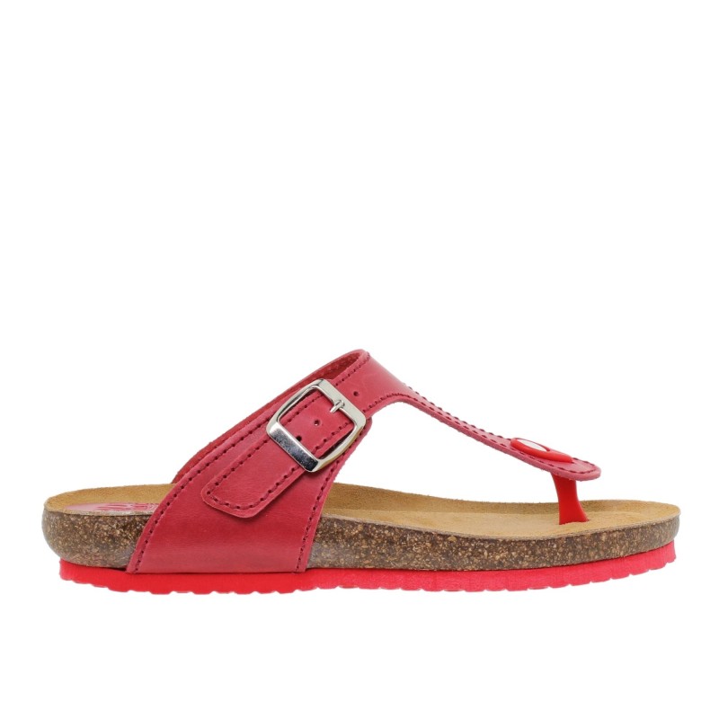 1070502BLU - Sandalia Plana Bio Mujer Rojo
