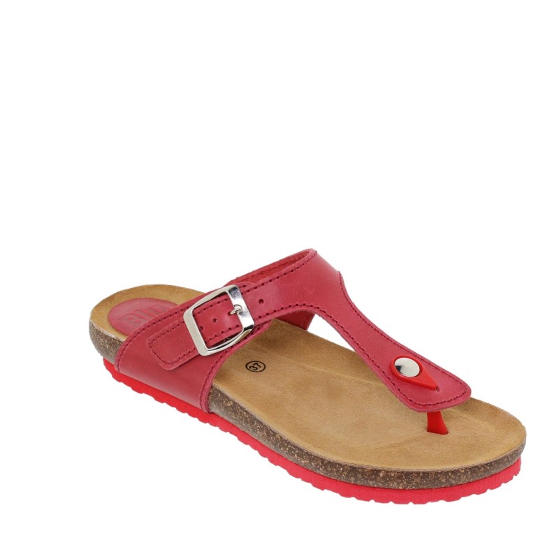 1070502BLU - Sandalia Plana Bio Mujer Rojo