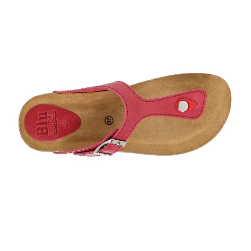 1070502BLU - Sandalia Plana Bio Mujer Rojo