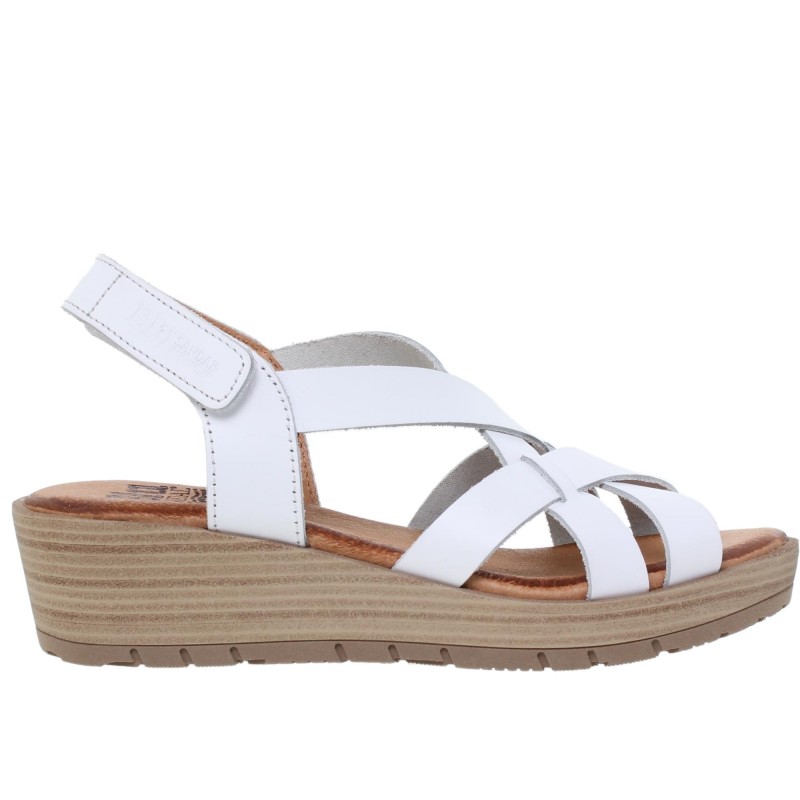 86503104BLU  - Sandalia Cuña Mujer Blanco