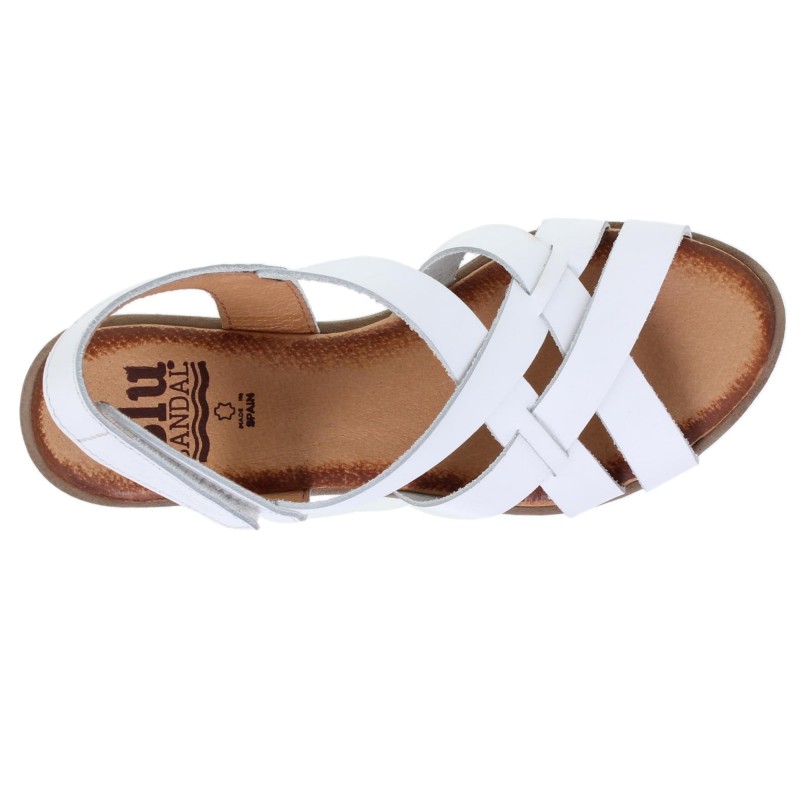 86503104BLU  - Sandalia Cuña Mujer Blanco