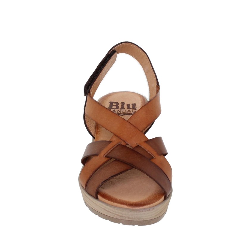 86503104BLU  - Sandalia Cuña Mujer Multicuero