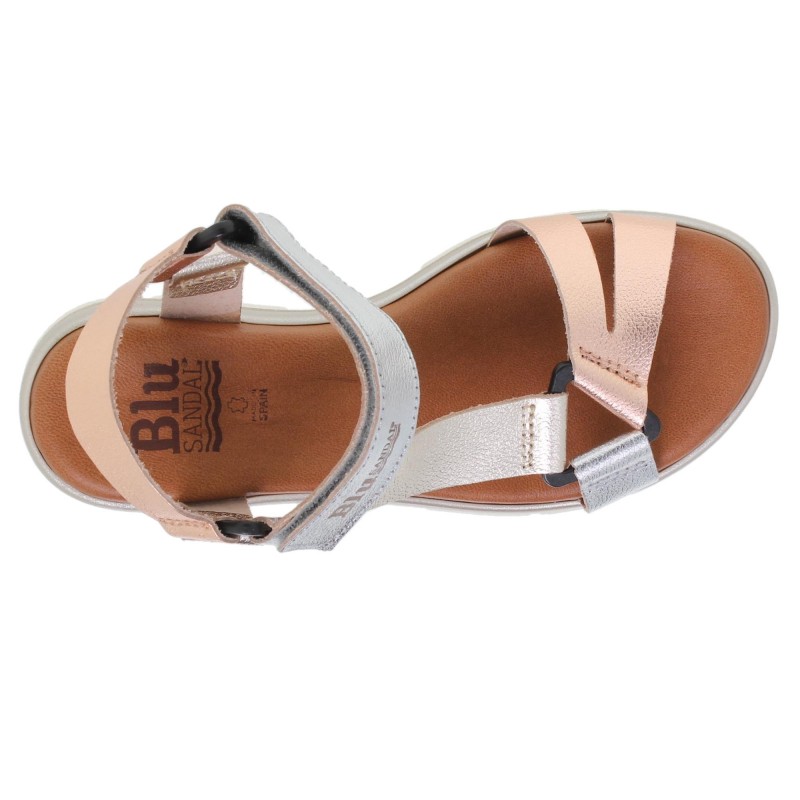 234054322BLU - Sandalia Cuña Mujer Metal