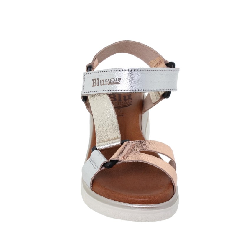 234054322BLU - Sandalia Cuña Mujer Metal