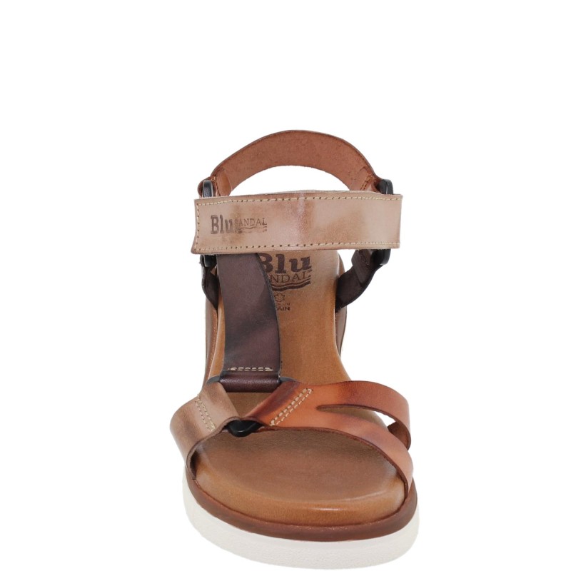 234054322BLU - Sandalia Cuña Mujer Multicuero