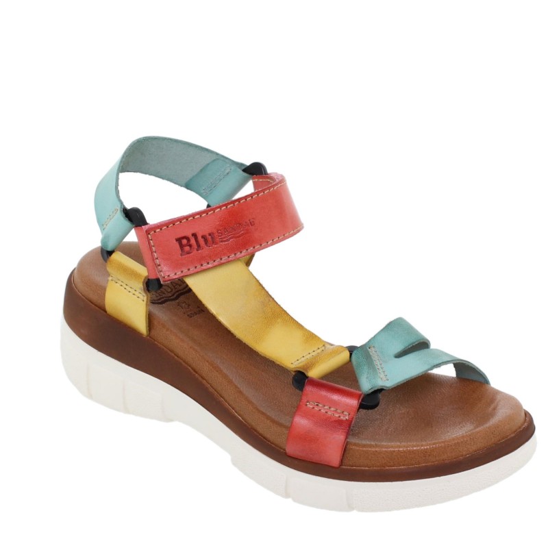 234054322BLU - Sandalia Cuña Mujer Multicolor
