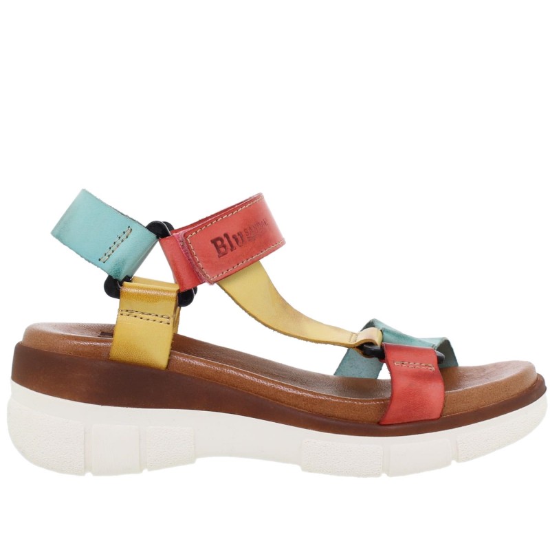 234054322BLU - Sandalia Cuña Mujer Multicolor