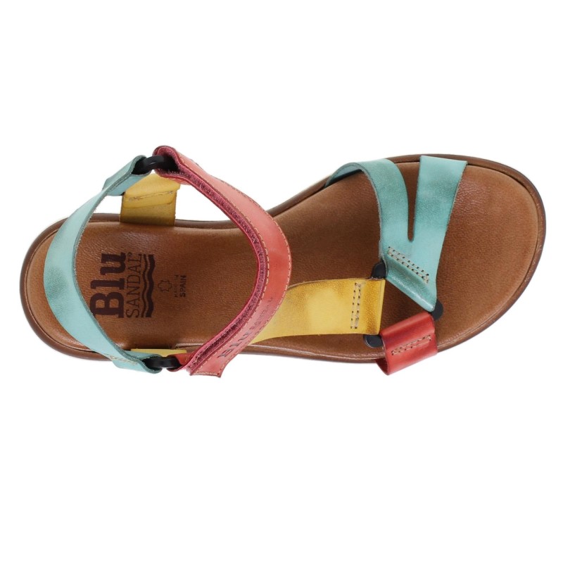 234054322BLU - Sandalia Cuña Mujer Multicolor