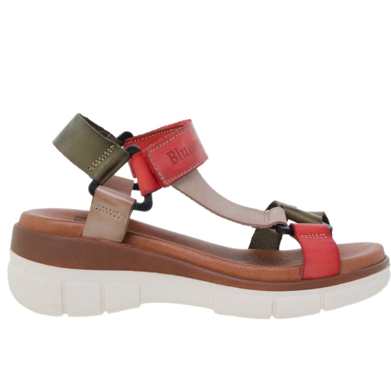 234054322BLU - Sandalia Cuña Mujer Verde
