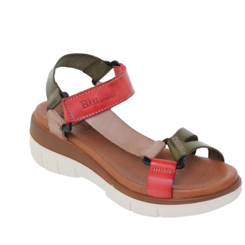 234054322BLU - Sandalia Cuña Mujer Verde