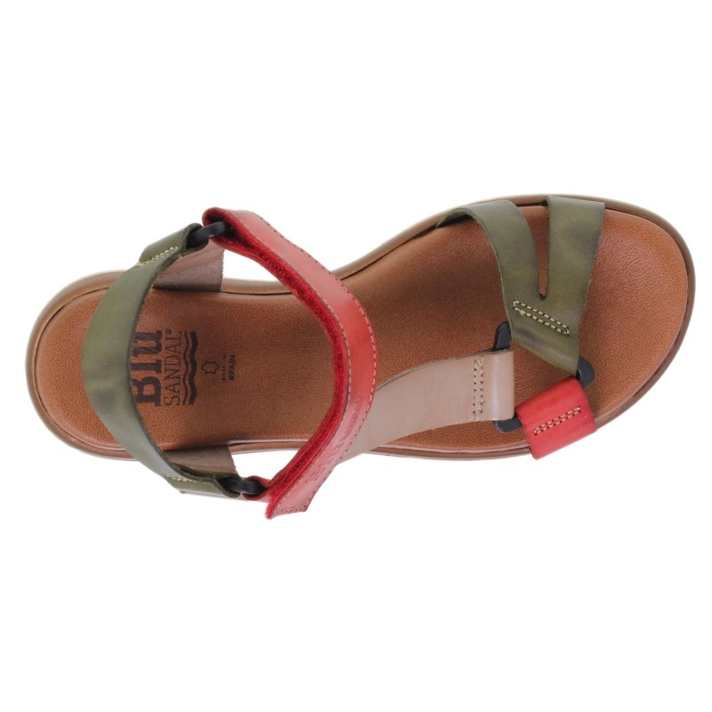 234054322BLU - Sandalia Cuña Mujer Verde