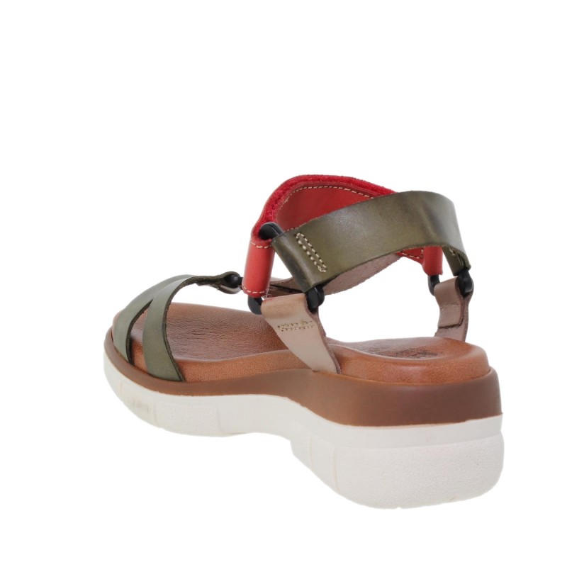 234054322BLU - Sandalia Cuña Mujer Verde