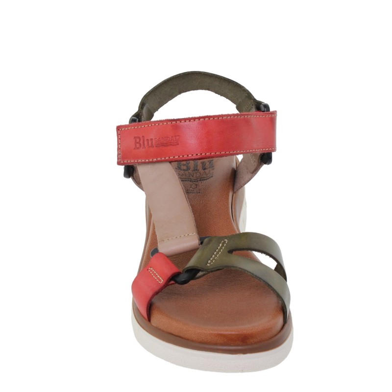 234054322BLU - Sandalia Cuña Mujer Verde