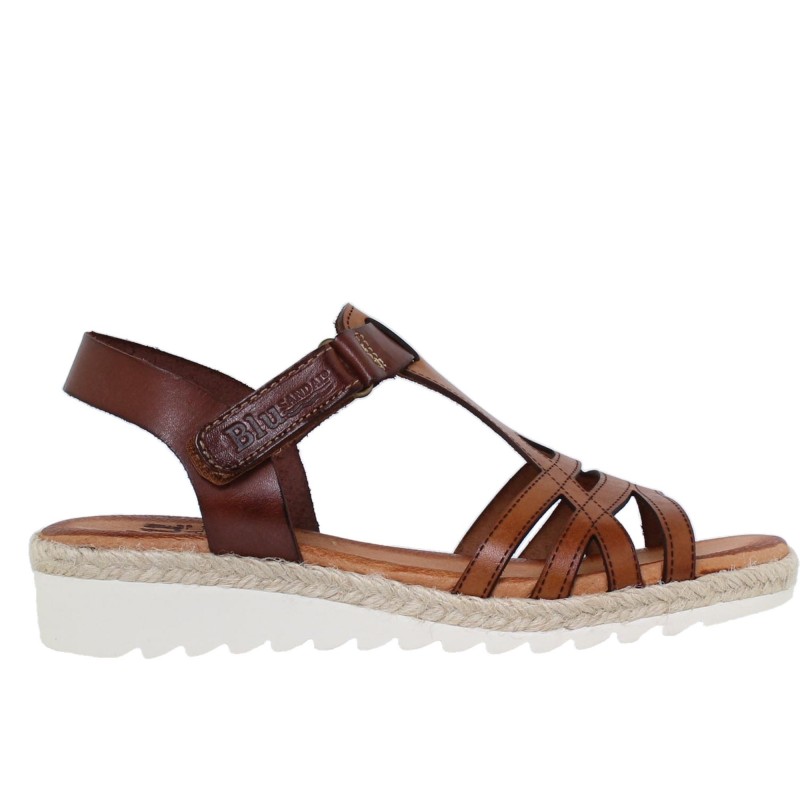 43902896BLU - Sandalia Cuña Mujer Cuero
