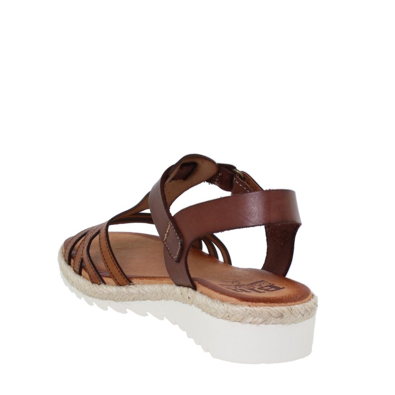 43902896BLU - Sandalia Cuña Mujer Cuero