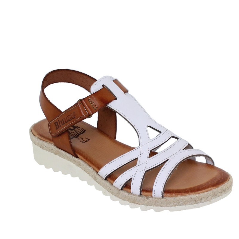 43902896BLU - Sandalia Cuña Mujer Blanco