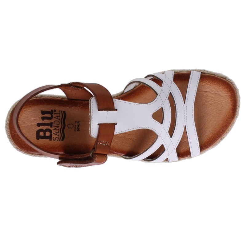 43902896BLU - Sandalia Cuña Mujer Blanco