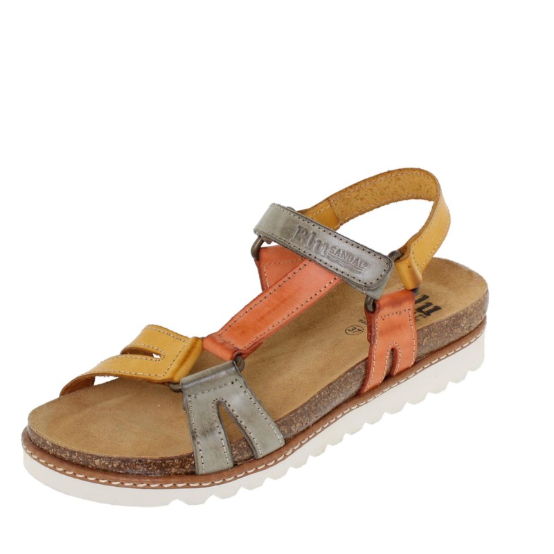 1855BLU - Sandalia BIO Plana Mujer Multicolor