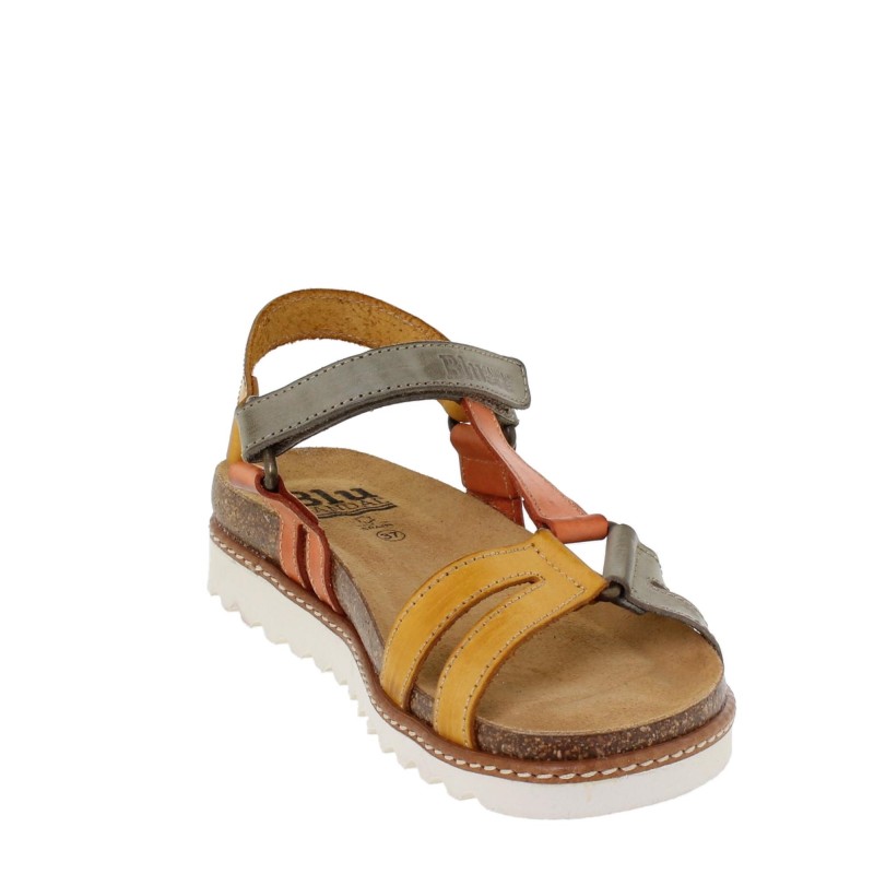 1855BLU - Sandalia BIO Plana Mujer Multicolor