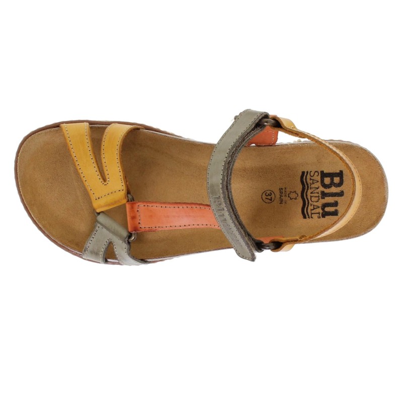 1855BLU - Sandalia BIO Plana Mujer Multicolor