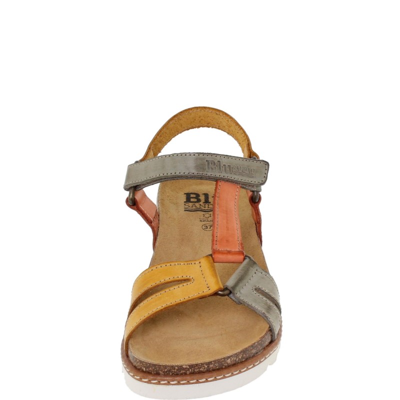1855BLU - Sandalia BIO Plana Mujer Multicolor