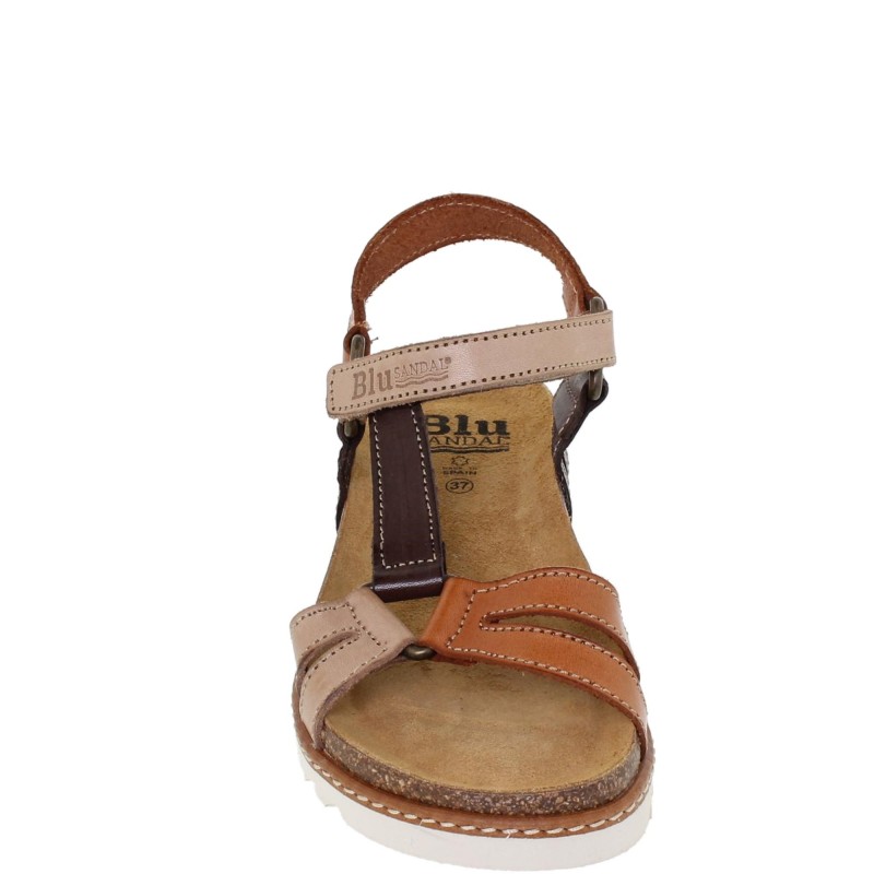 1855BLU - Sandalia BIO Plana Mujer Multicuero