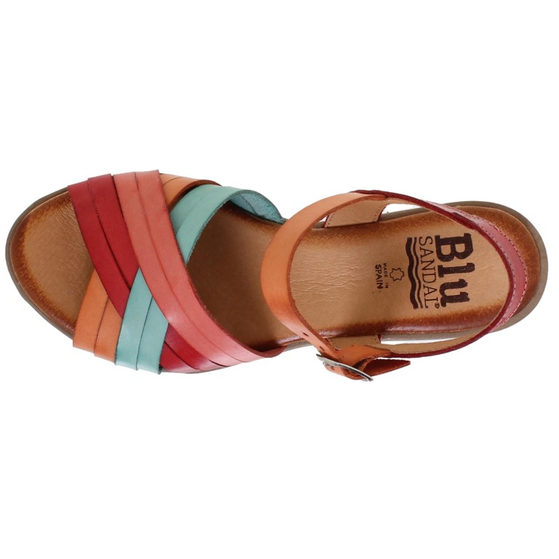3106BLU - Sandalia Cuña Mujer Multicolor