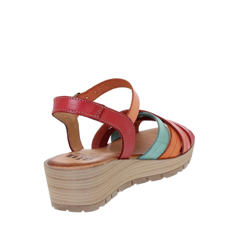 3106BLU - Sandalia Cuña Mujer Multicolor