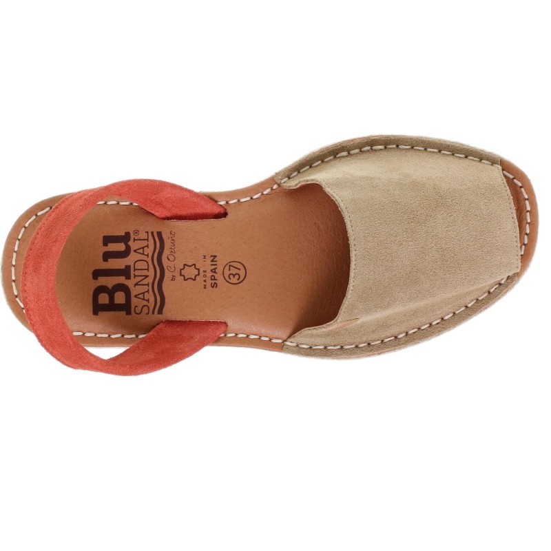 15202BLU - Menorquina Plana Mujer Beig