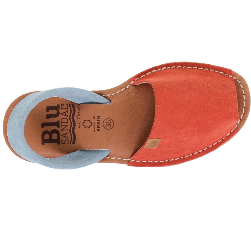 15202BLU - Menorquina Plana Mujer Coral