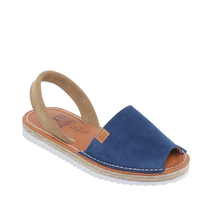 15202BLU - Menorquina Plana Mujer Marino
