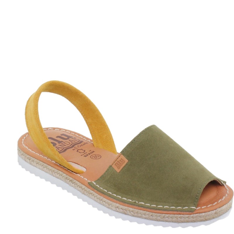 15202BLU - Menorquina Plana Mujer Verde