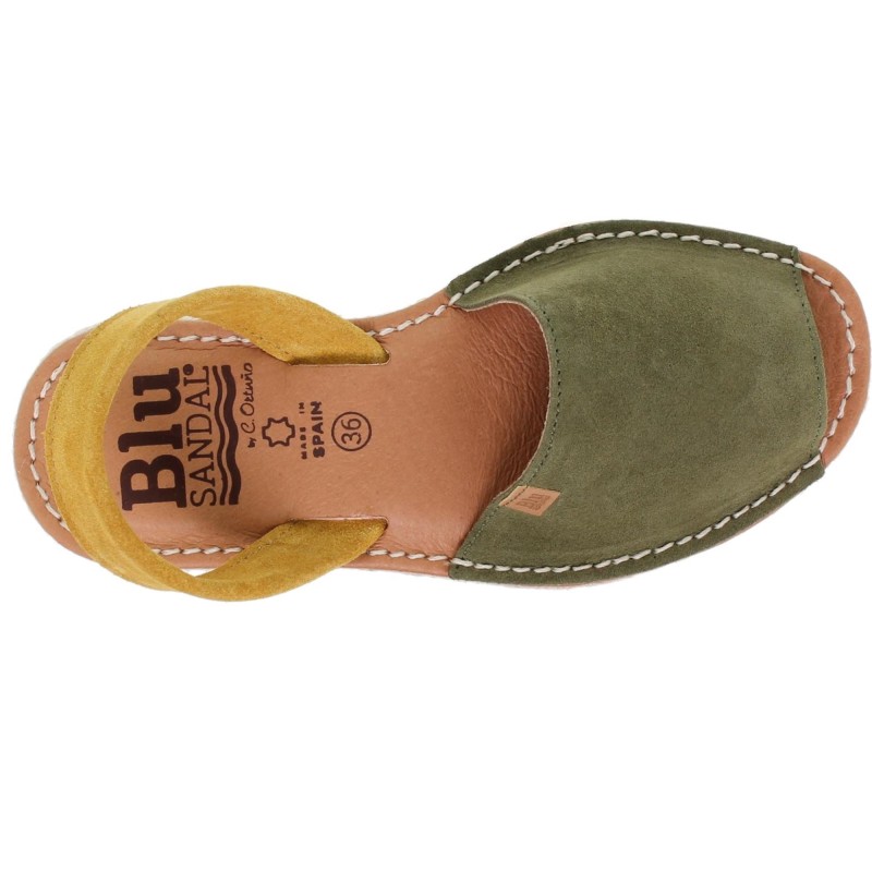 15202BLU - Menorquina Plana Mujer Verde