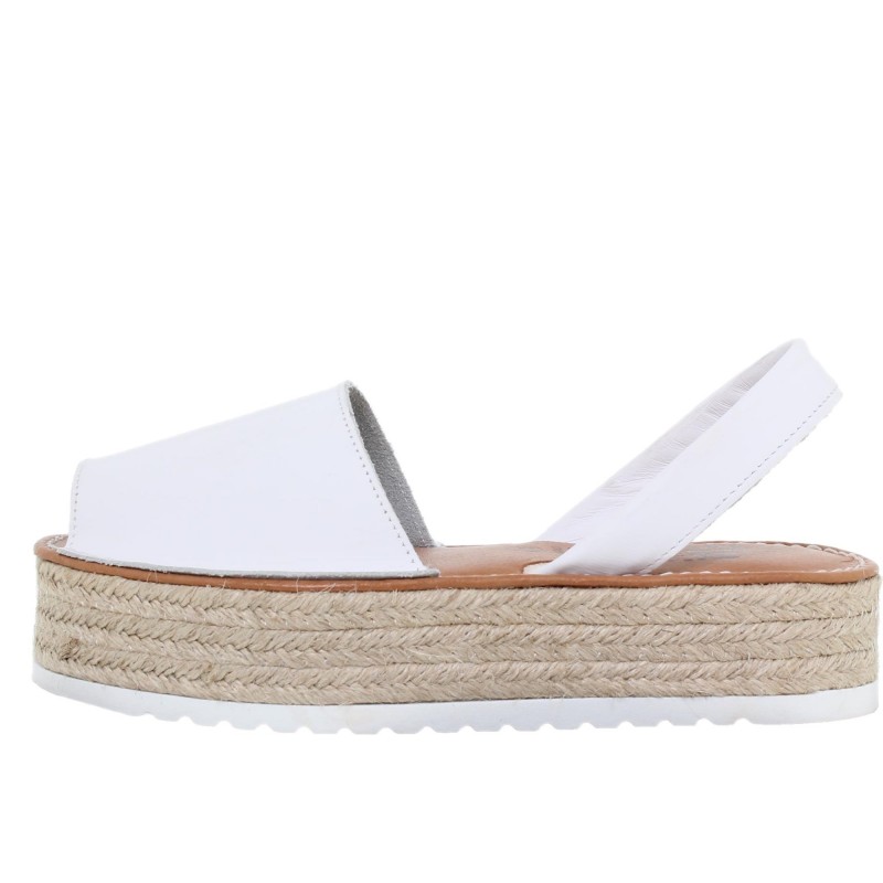 696016201BLU - Menorquina Plataforma Mujer Blanco