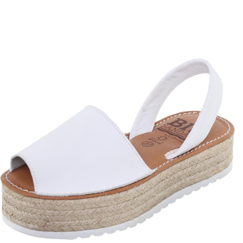 696016201BLU - Menorquina Plataforma Mujer Blanco